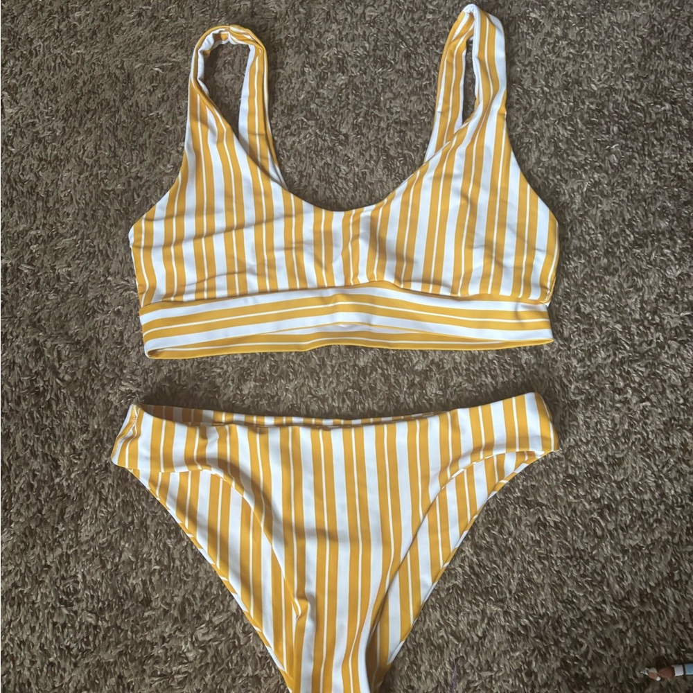 Striped Yellow Bikini Set